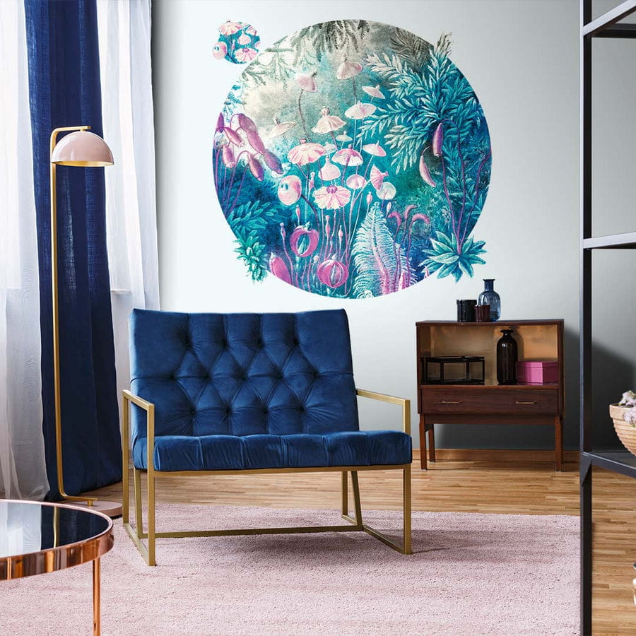 Wall Art Fairytale Blue - mural koło z motywem lasu