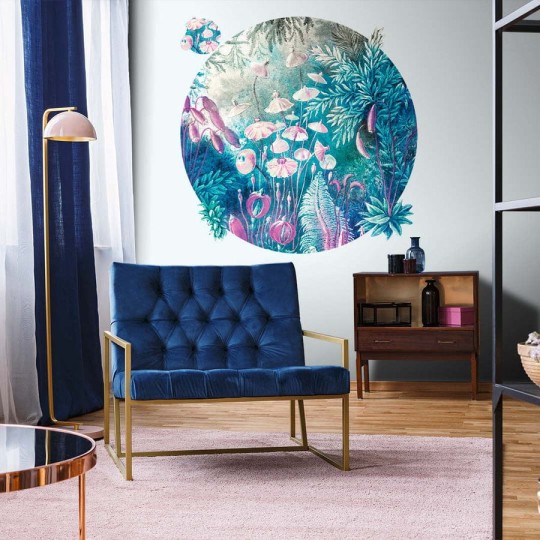 Wall Art Fairytale Blue - mural koło z motywem lasu