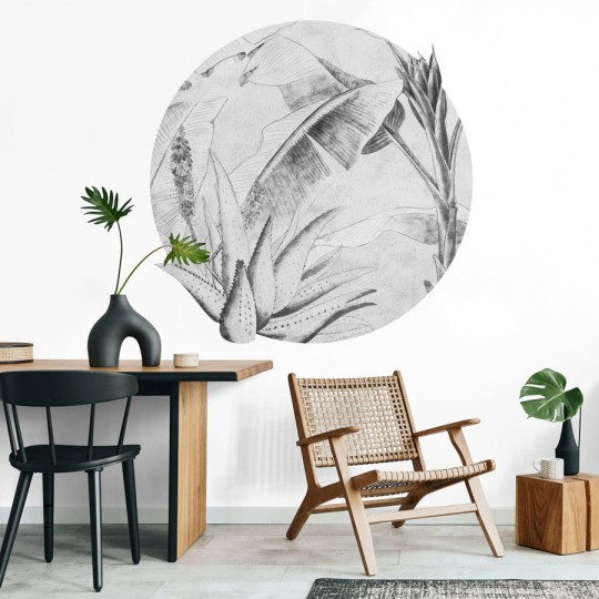 Wall Art Rainforest Sketch - mural koło w szkic roślin