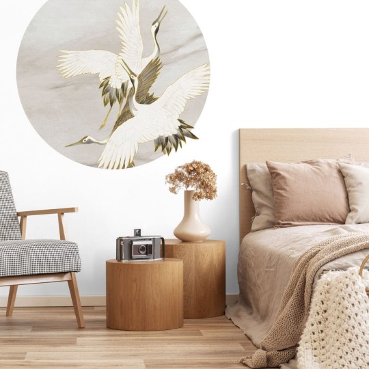 Wall Art Ivory Tsuru - mural koło w żurawie