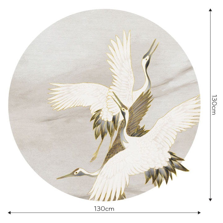 Wall Art Ivory Tsuru - mural koło w żurawie