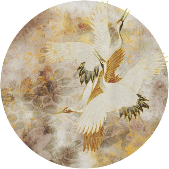 Wall Art Beige Tsuru - mural koło w żurawie