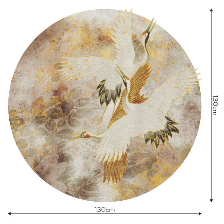 Wall Art Beige Tsuru - mural koło w żurawie