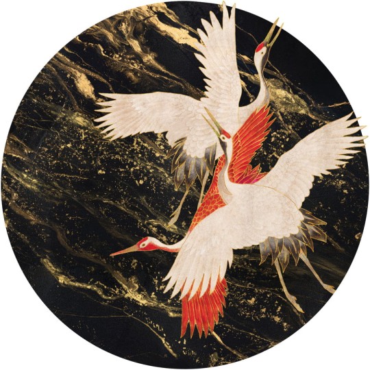 Wall Art Glory Tsuru - mural koło w żurawie