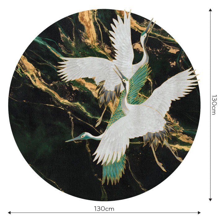 Wall Art Emerald Tsuru - mural koło w żurawie