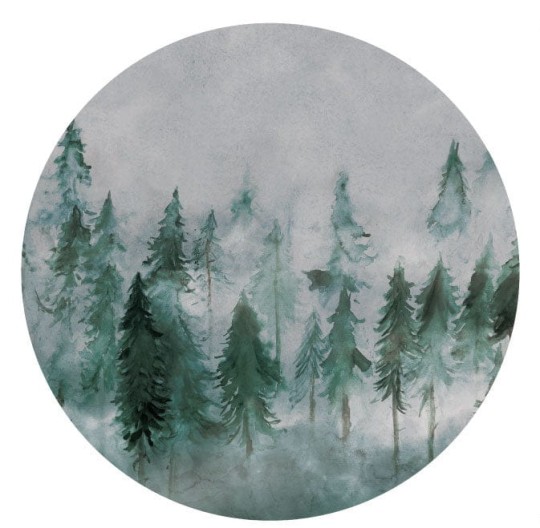 Wall Art Nebbia - mural koło w zamglony las