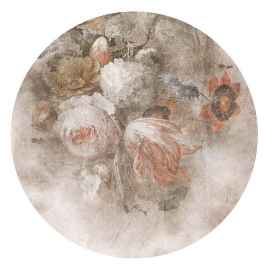 Wall Art Boudoir Vintage - mural koło w duże kwiaty