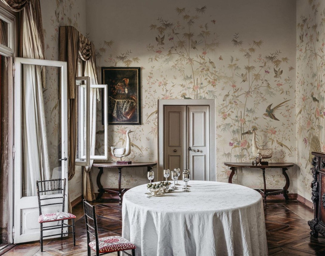 Sandberg S10415 Chinoiserie Garden Eggshell - mural orientalny ogród