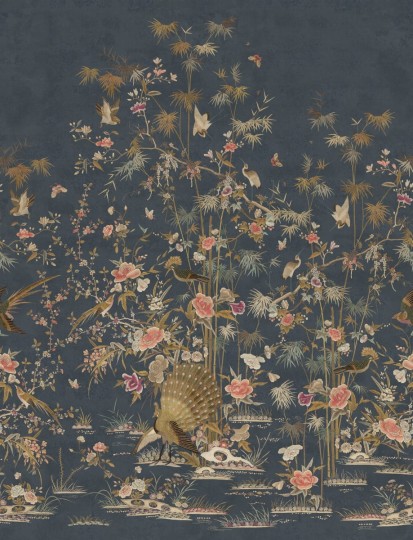 Sandberg S10416 Chinoiserie Garden Dark Blue - mural orientalny ogród