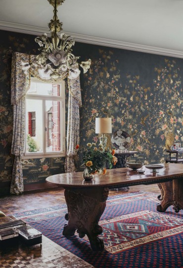 Sandberg S10416 Chinoiserie Garden Dark Blue - mural orientalny ogród