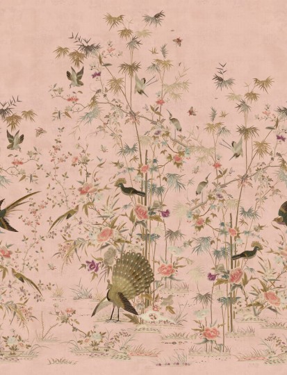 Sandberg S10417 Chinoiserie Garden Pink - mural orientalny ogród