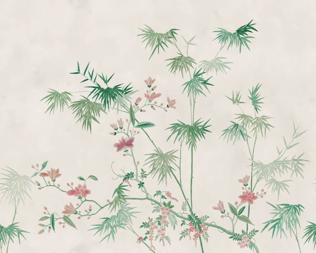 Sandberg S10420 Chinoiserie Garden Bamboo Grove Green - mural bambusowy gaj