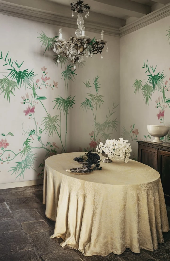 Sandberg S10420 Chinoiserie Garden Bamboo Grove Green - mural bambusowy gaj