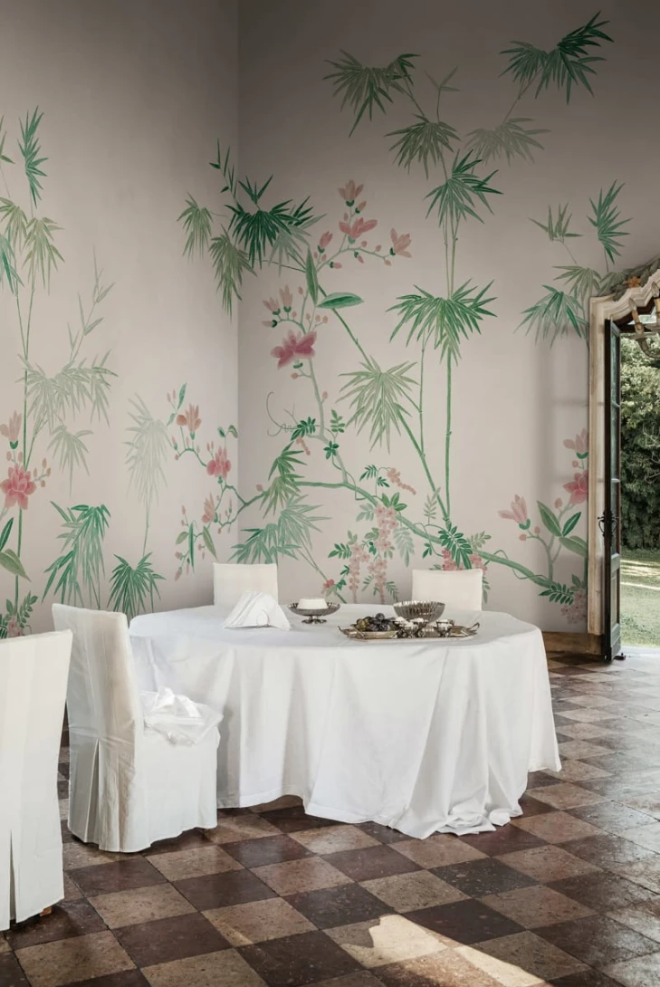 Sandberg S10420 Chinoiserie Garden Bamboo Grove Green - mural bambusowy gaj