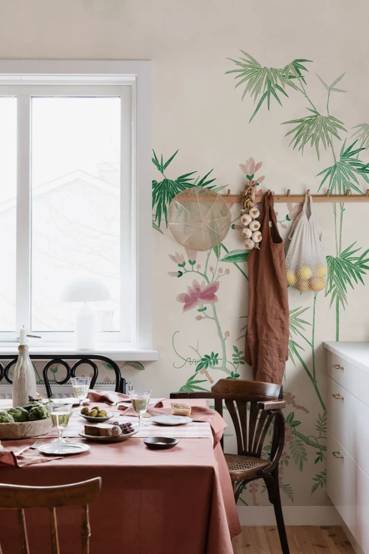 Sandberg S10420 Chinoiserie Garden Bamboo Grove Green - mural bambusowy gaj