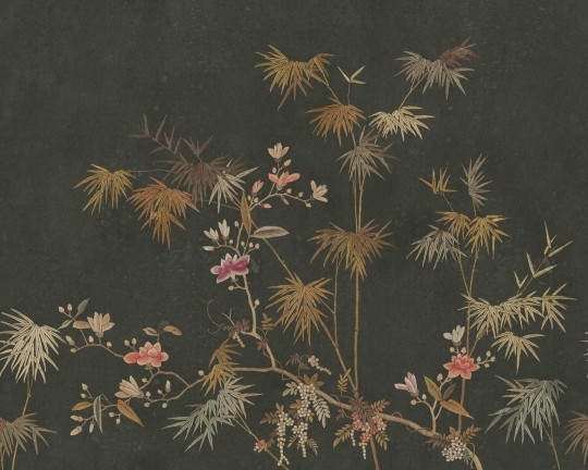 Sandberg S10423 Chinoiserie Garden Bamboo Grove Dark Green - mural bambusowy gaj