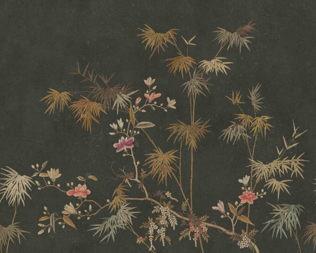 Sandberg S10423 Chinoiserie Garden Bamboo Grove Dark Green - mural bambusowy gaj