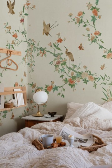 Sandberg S10424 Chinoiserie Garden Bloom Spring Green - mural w kwiaty