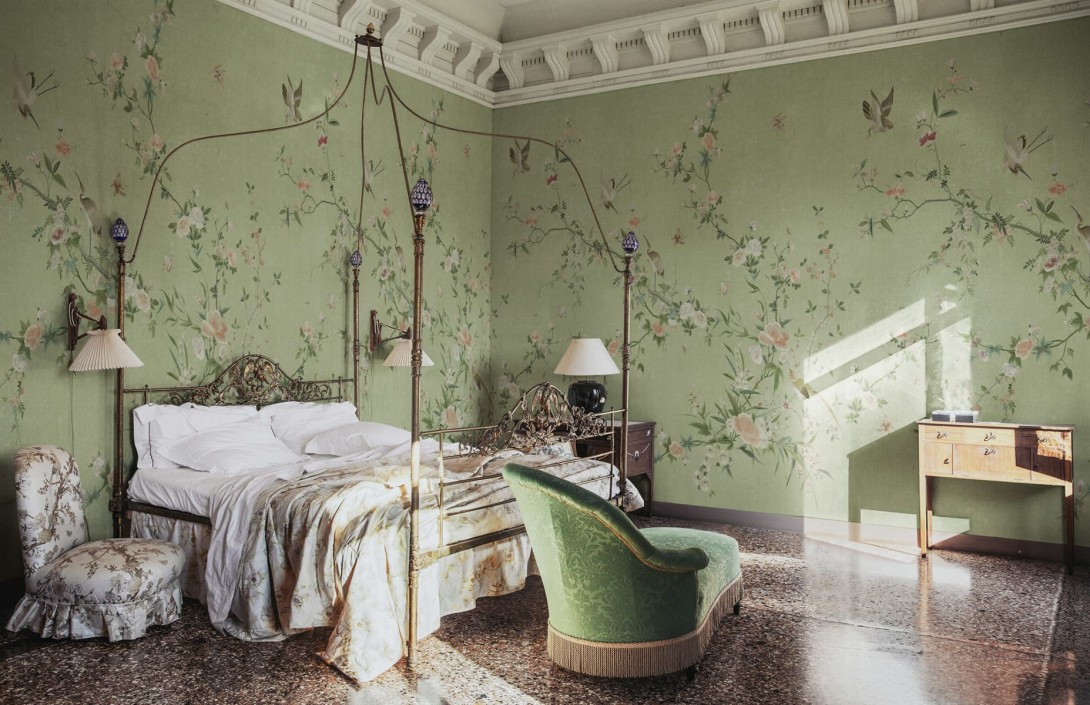 Sandberg S10425 Chinoiserie Garden Bloom Green - mural w kwiaty
