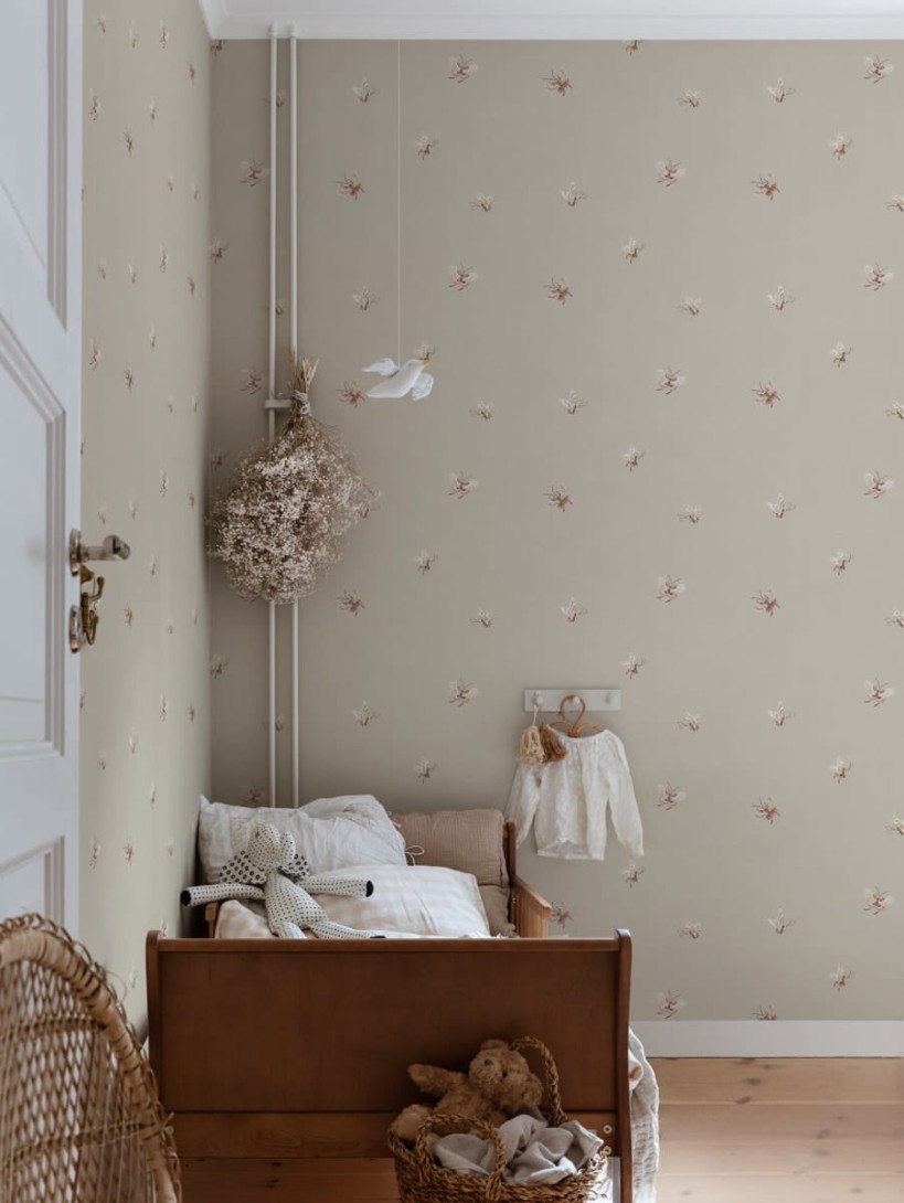 Sandberg S10447 Chinoiserie Garden Butterflies Sandstone - tapeta w motyle