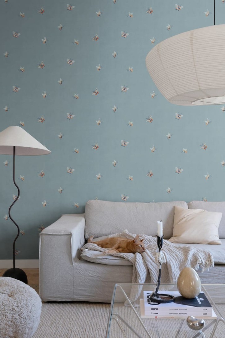 Sandberg S10448 Chinoiserie Garden Butterflies Misty Blue - tapeta w motyle