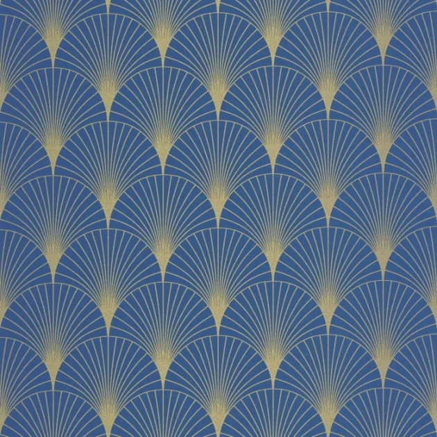 Caselio 105266021 Elegance Prosperity Bleu outre mer dore - tapeta art deco niebieska