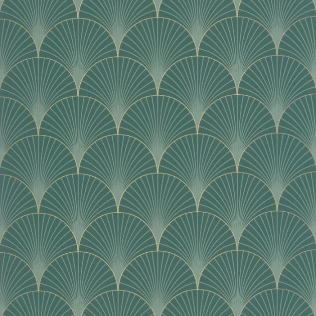 Caselio 105267129 Elegance Prosperity Vert emeraude dore - tapeta art deco morska
