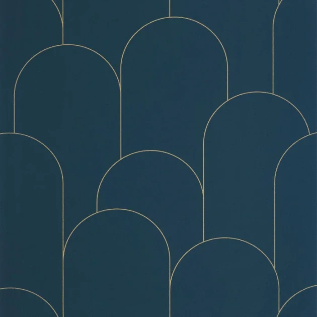 Caselio 105281022 Elegance Ornament Bleu nuit dore - tapeta w łuki