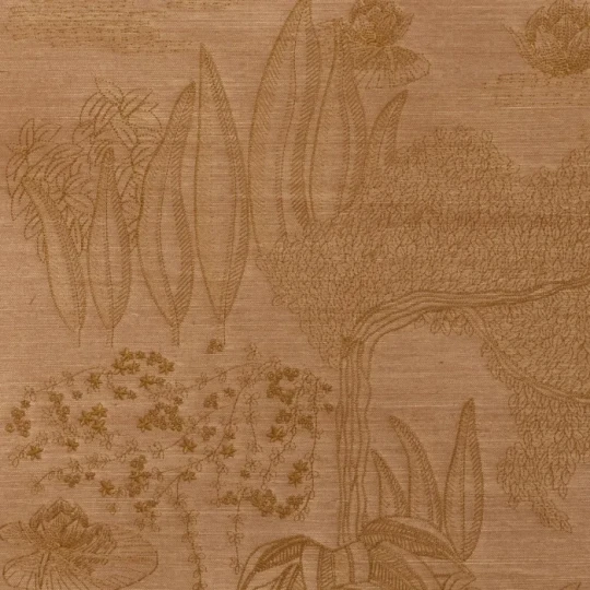 Casamance 71360212 Hikari Hasu Naturel mordoré - tapeta haftowana w ogród japoński