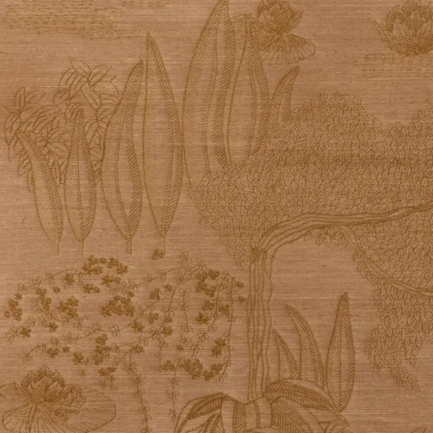 Casamance 71360212 Hikari Hasu Naturel mordoré - tapeta haftowana w ogród japoński