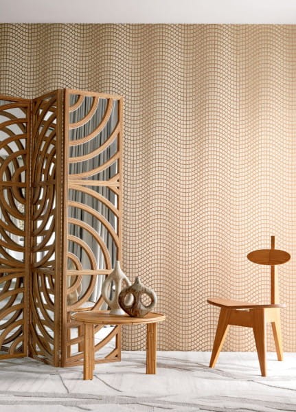 Casamance 71350215 Hikari Onsen Ivoire blanc - tapeta haftowana w kwadraty biała