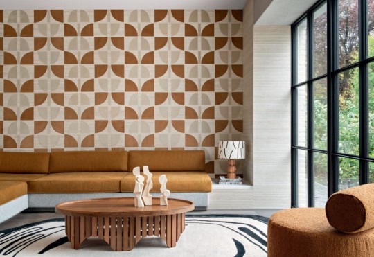 Casamance 71370323 Hikari Noir taupe - tapeta haftowana geometryczna