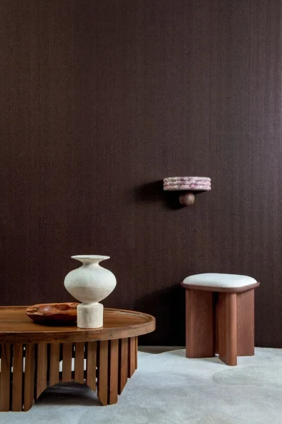 Casamance 71430329 Hikari Kasane Perle - tapeta strukturalna w jodełkę w kolorze perłowym