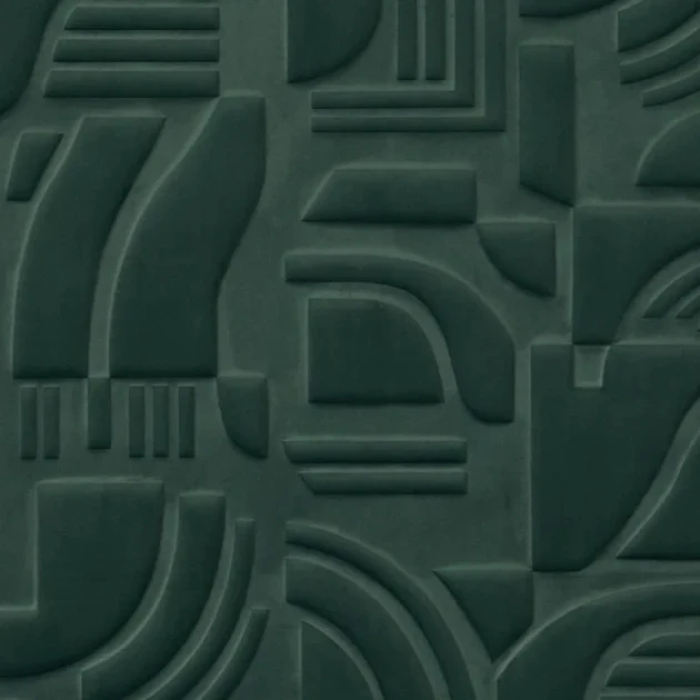 Casamance 71490113 Arcane Vert impérial - tapeta w trójwymiarowe kształty w kolorze zielononiebieskim