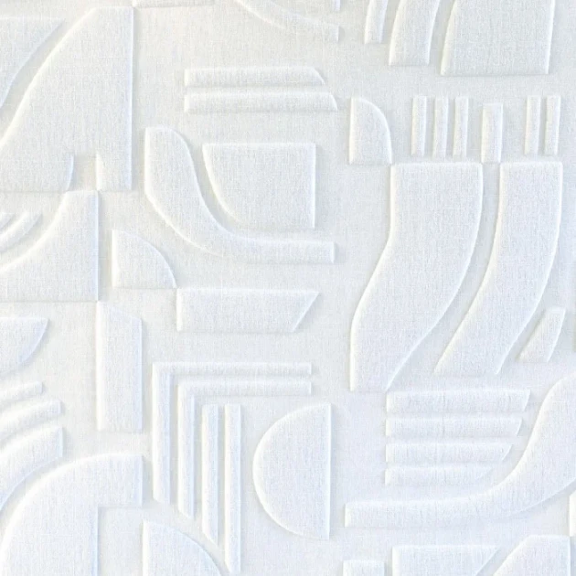 Casamance 71500111 Arcane Linsolite Blanc - lniana tapeta w trójwymiarowe kształty biała