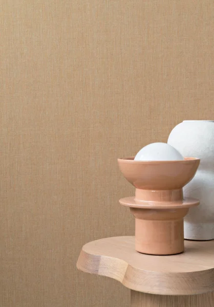 Casamance 71384600 Linora Orange brulée - tapeta o lnianej strukturze w ceglanym odcieniu