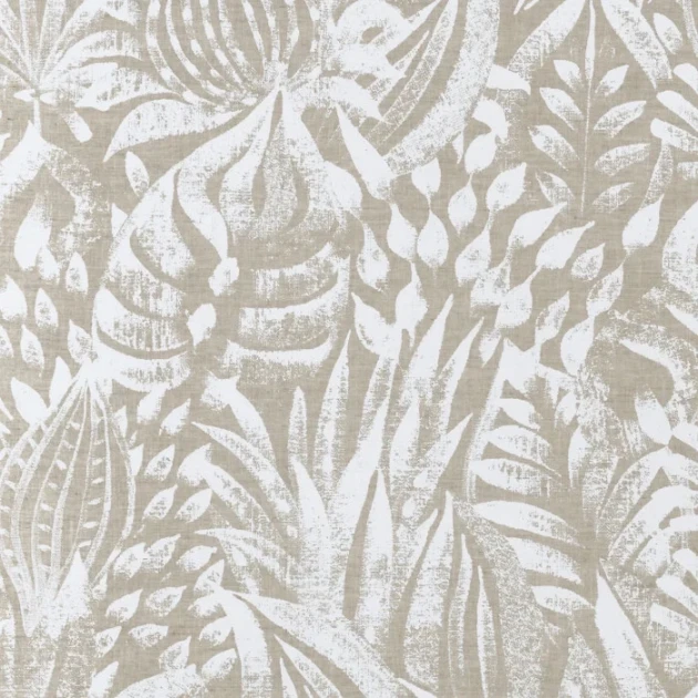 Casamance 71420288 Linora Foliage Blanc - lniana tapeta w roślinny motyw