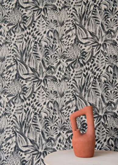Casamance 71420177 Linora Foliage Céladon - lniana tapeta w roślinny motyw