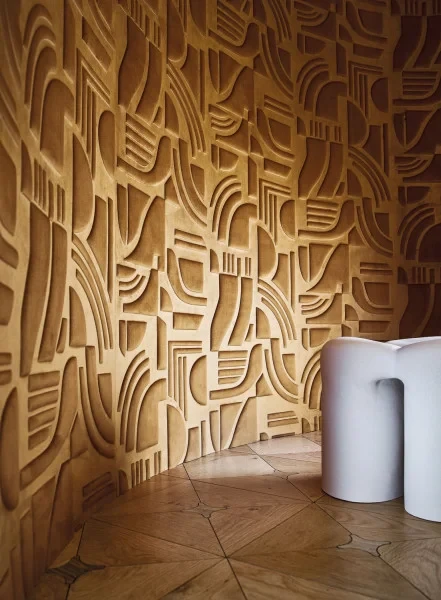 Casamance 71490466 Arcane Aubergine - tapeta w trójwymiarowe kształty fioletowa