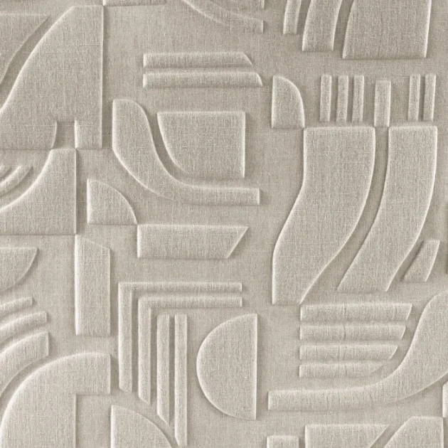 Casamance 71500225 Arcane Linsolite Naturel - lniana tapeta w trójwymiarowe kształty beżowa