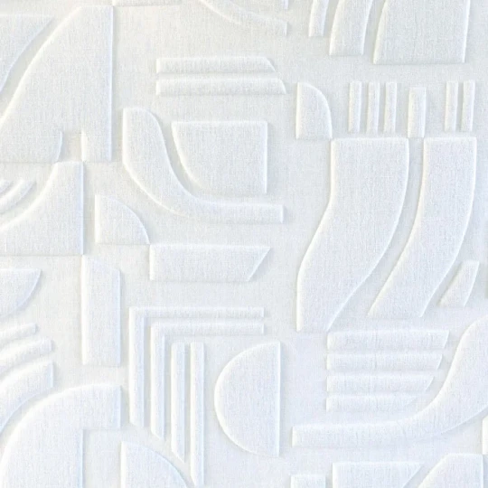 Casamance 71500111 Arcane Linsolite Blanc - lniana tapeta w trójwymiarowe kształty biała