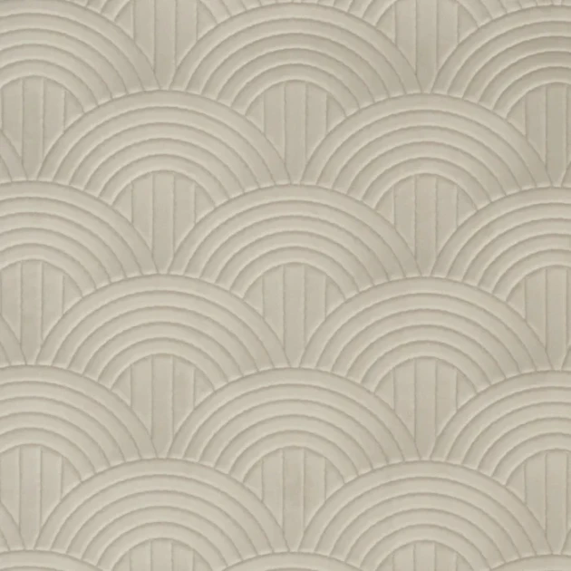 Casamance 71520109 Arcane Volutis Grège - tapeta art deco w geometryczne palmety jasnoszara