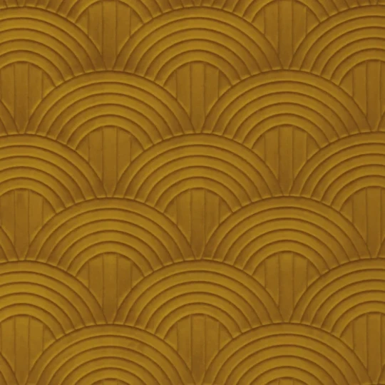 Casamance 71520326 Arcane Volutis Moutarde -tapeta art deco w geometryczne palmety musztardowa