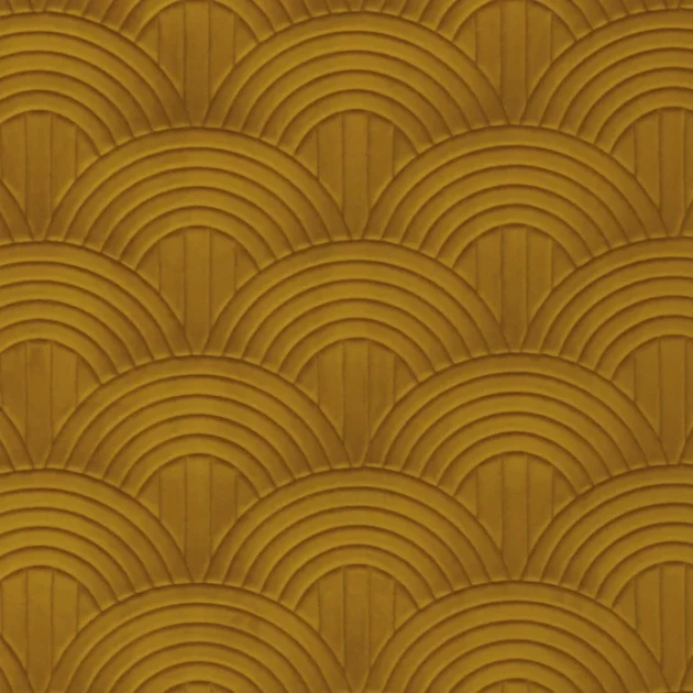 Casamance 71520326 Arcane Volutis Moutarde -tapeta art deco w geometryczne palmety musztardowa