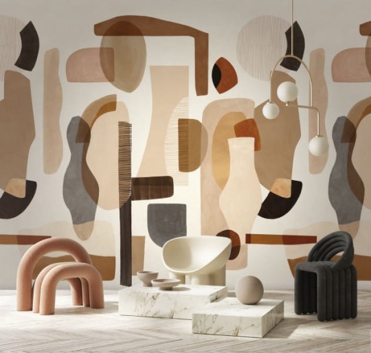 Casamance 76350100 Panoramas 3 Audria Grège/camel - mural w nieregularne kształty