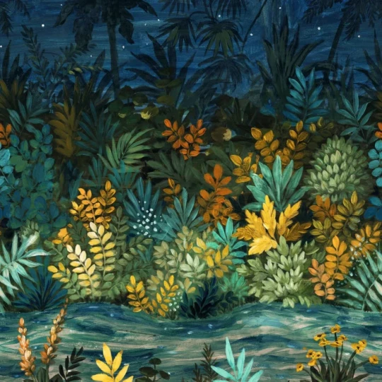 Casamance 76401324 Panoramas 3 Nuit Étoilée Marine/multico - mural w roślinny motyw i niebo