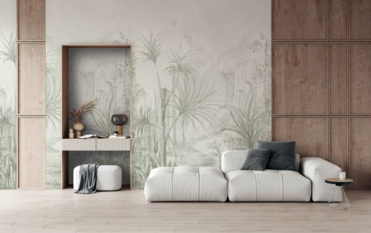 Casamance 76411426 Panoramas 3 Arille Lichen - minimalistyczny mural w palmy
