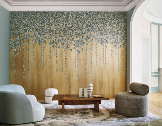 Casamance 76421732 Panoramas 3 Hedera Lichen/doré - mural w roślinną girlandę