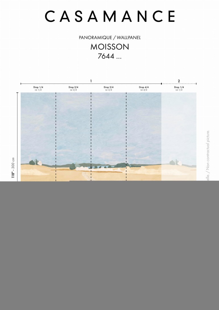 Casamance 76442038 Panoramas 3 Moisson Vanille - mural w wiejski krajobraz