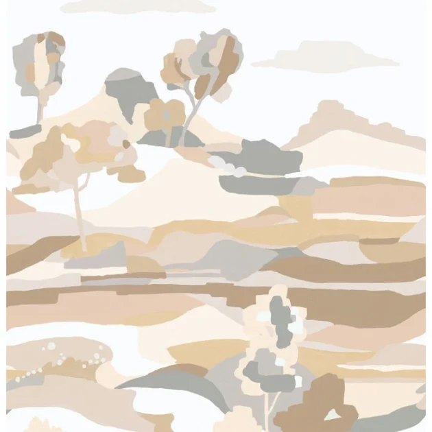 Casamance 75933772 Panoramas 3 Le Bassin Blanc/sable - mural w abstrakcyjny krajobraz